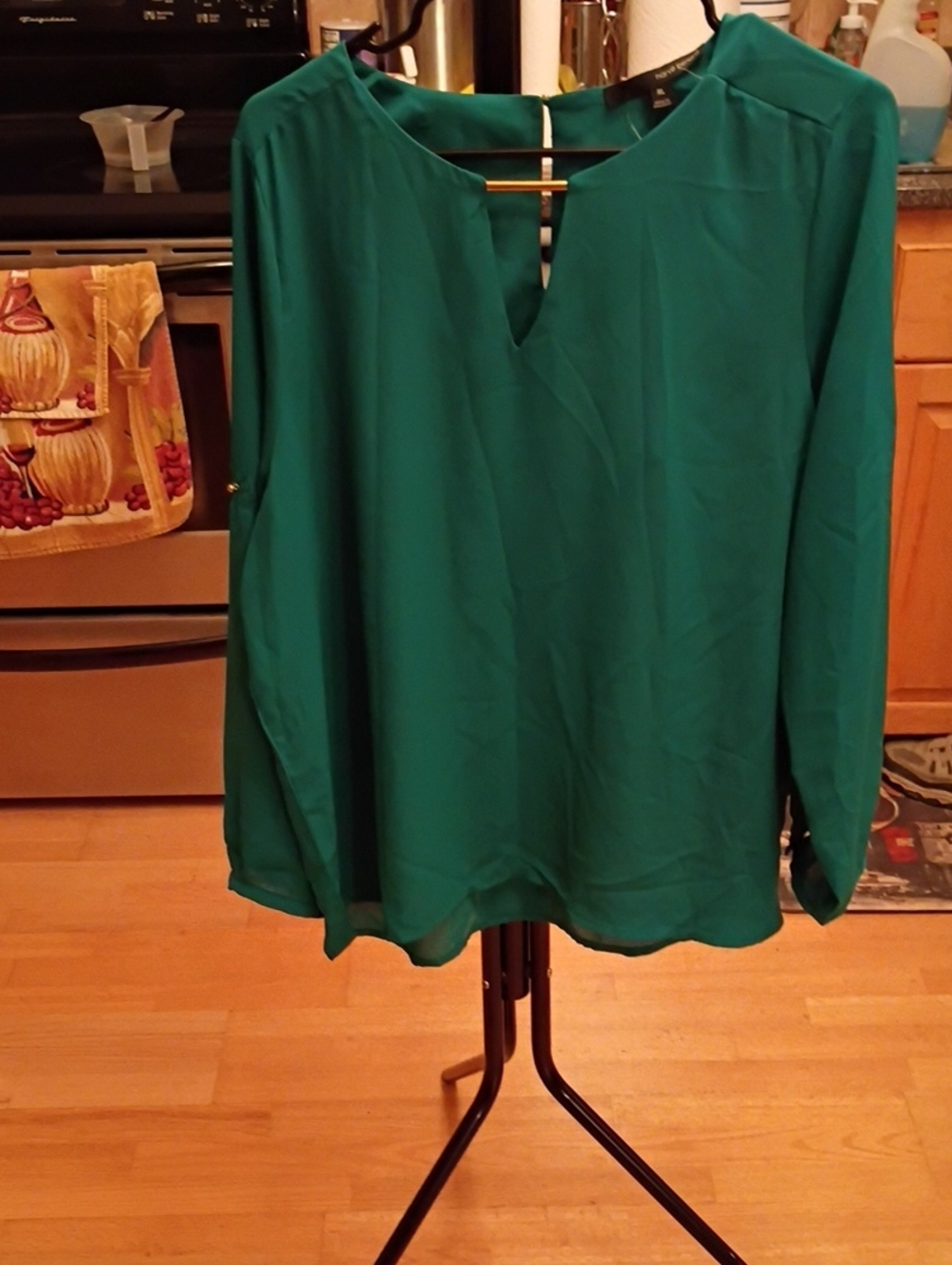 Harve Benard Emerald Green Split-Notch Long Sleeve Tunic